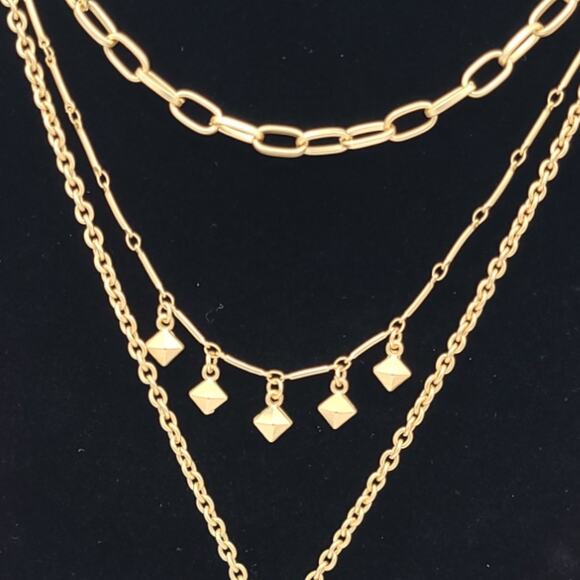 JARDIN Gold Layered Blue Sodalite Stone Fringe Pendant Chain Necklace ~ NEW - Picture 4 of 7